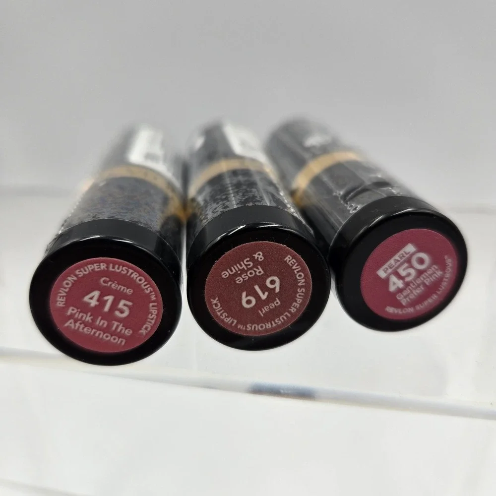 3 New Revlon 450 619 415 Super Lustrous Lipstick Creamy Formula Sealed Pink Tone